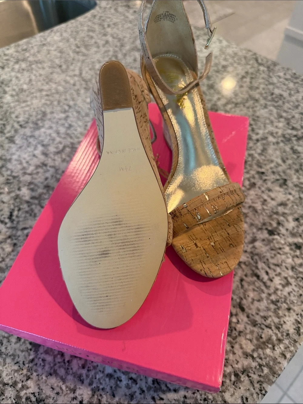 Lilly Pulitzer Jenna Wedge Sandals in Natural Cork size 7.5